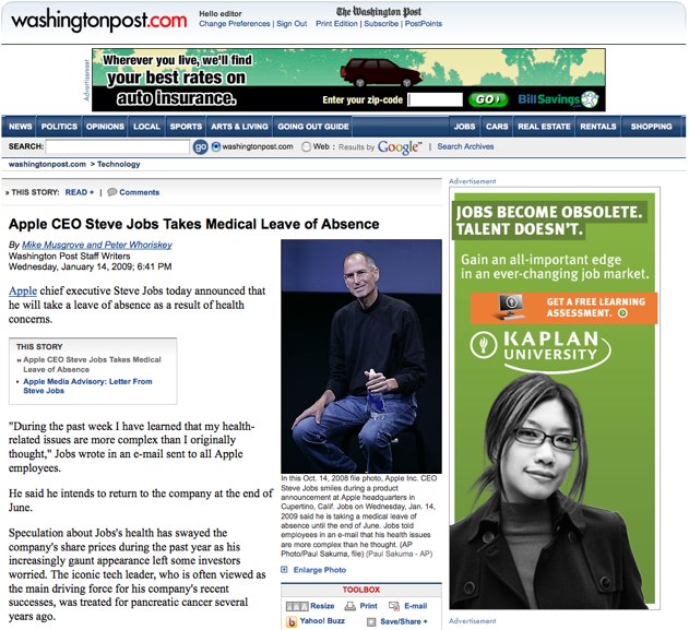 Steve Jobs Become Obsolete | Contextual Advertising Fail [PIC]