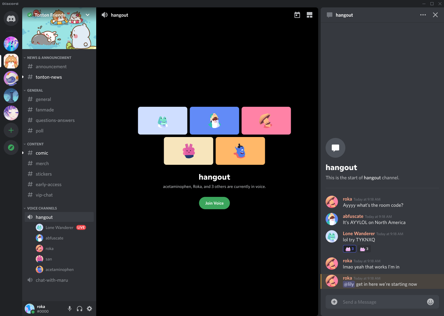 Discord text chat in voice channel